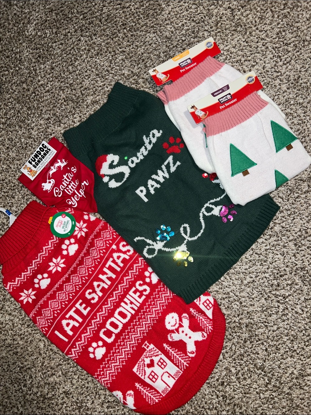 Santa Pawz Holiday Pet Sweaters and bandana